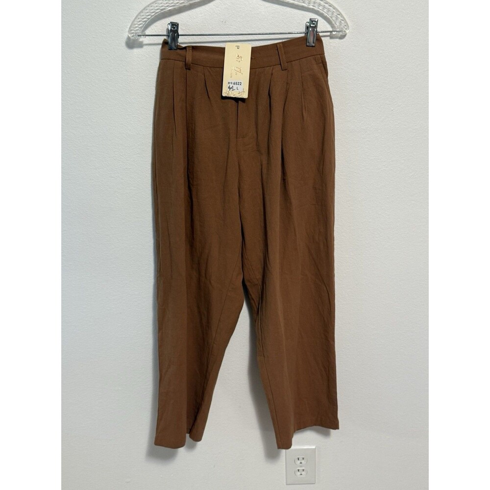 NWT Alexis Fashion Women's Pleated Tapered Pants Brown Size Large   High Waisted